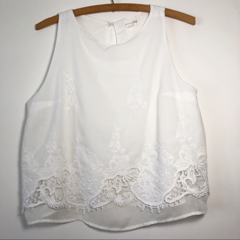 Maison Jules cut-out lace crop top